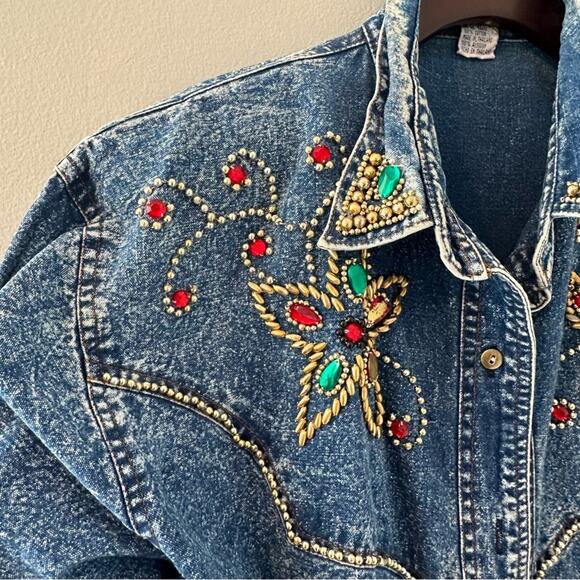 Pretty Bleu Vintage Western Denim Button Up Size Small - Picture 7 of 7